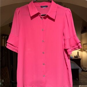 Tommy Hilfiger Women's Pink Button-Up Blouse
